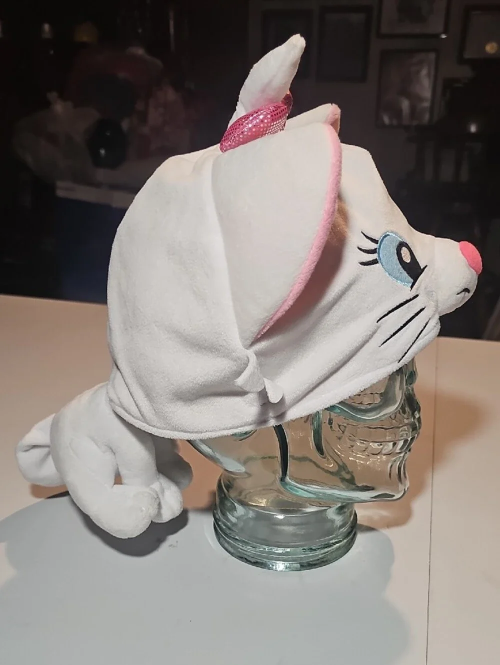 Disney Hong Kong Marie Cat Plush Hat with Sequin Bow